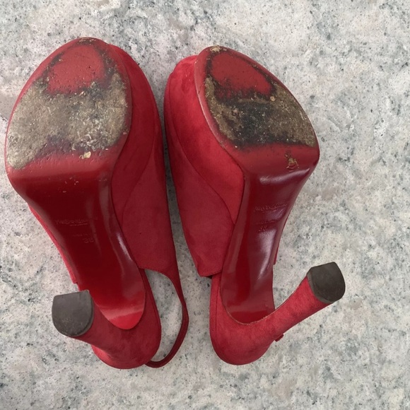 Women’s red suede platform YSL shoes size 7.5/38 - Picture 7 of 7